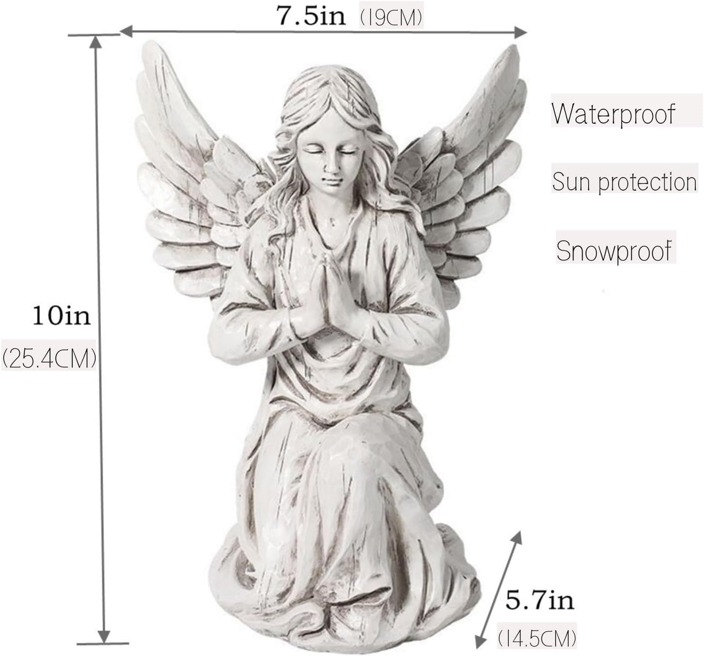 Praying Angel Garden Statue, Religious Fairy Sculpture Waterproof Decorative Figurine Art Decor