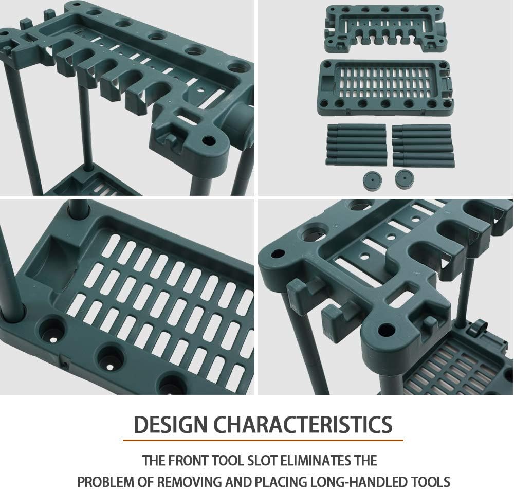 Garden Tool Organizer Garden Tool Rack Garage Organizer - Holds up to 40 Long-Handled Tools, Durable Plastic Construction, Easy Assembly, Indoor/Outdoor Use