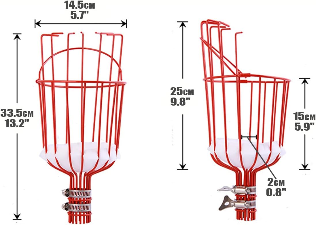 Fruit Picker Tool- Height Adjustable Fruit Picker with Big Basket - 8 ft Apple Orange Pear Picker with Light-Weight Stainless Steel Pole and Extra Fruit Carrying Bag for Getting Fruits (8 ft)