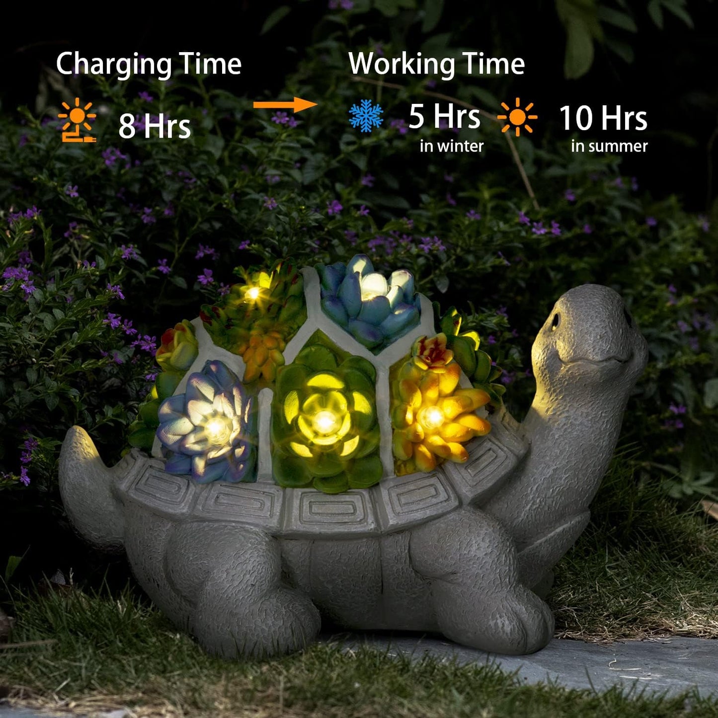 Turtle Garden Decor Clearance Solar Statue with 7 LED Lights Outdoor Ornament for Outside