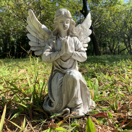 Praying Angel Garden Statue, Religious Fairy Sculpture Waterproof Decorative Figurine Art Decor