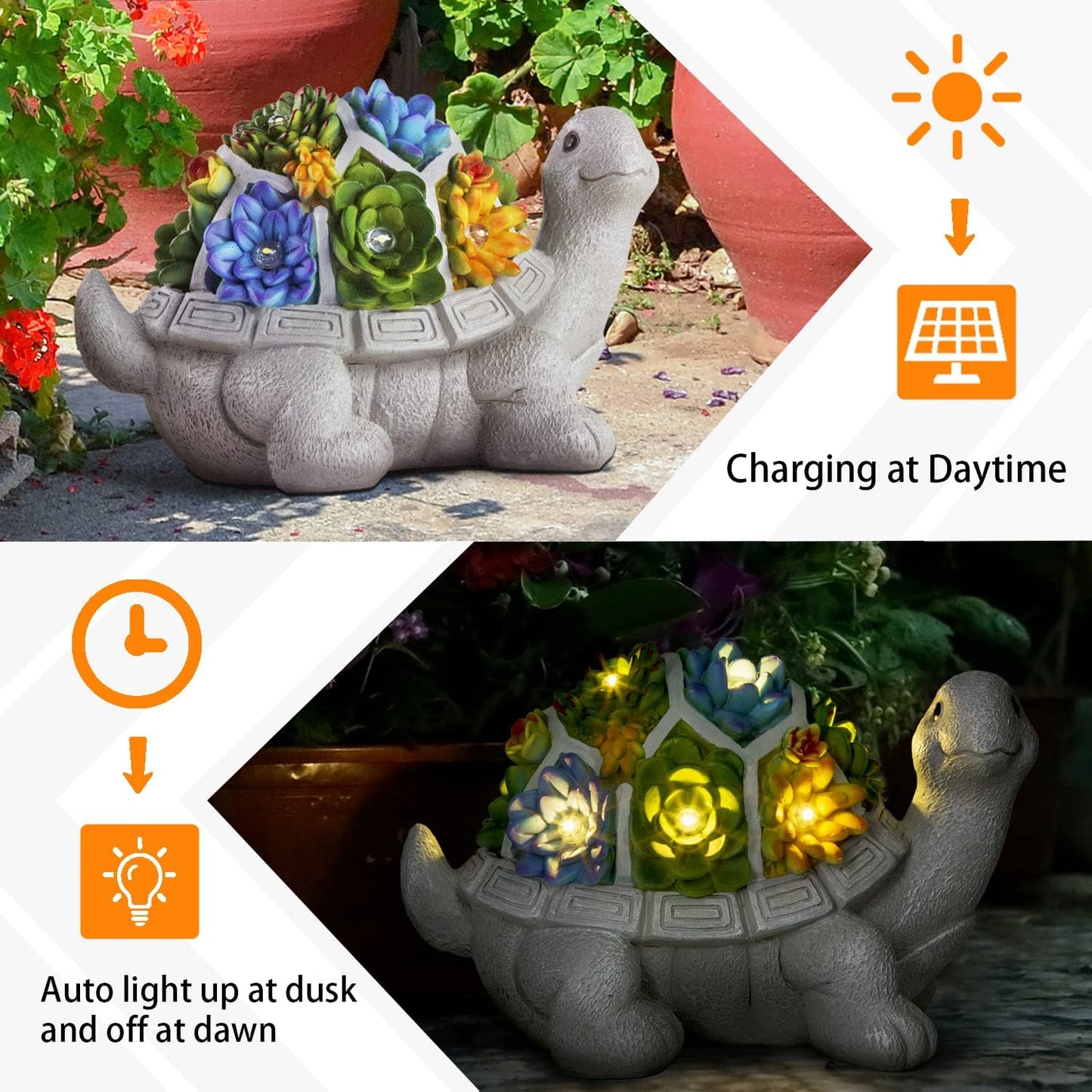 Turtle Garden Decor Clearance Solar Statue with 7 LED Lights Outdoor Ornament for Outside