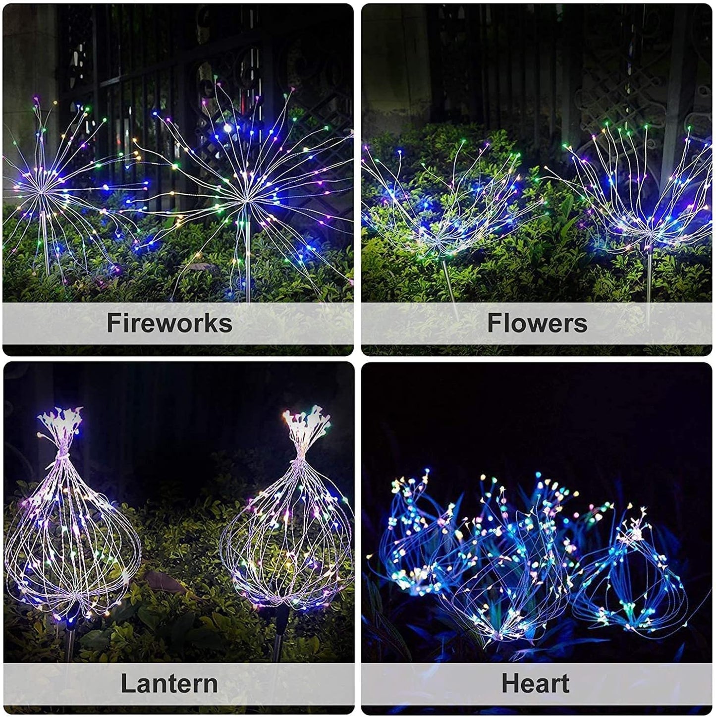 Small Solar Garden Lights, 4 Pack 120 LED Waterproof Solar Firework Light Are 8 Modes Decorative Sparkles Stake Landscape Outdoor Lighting