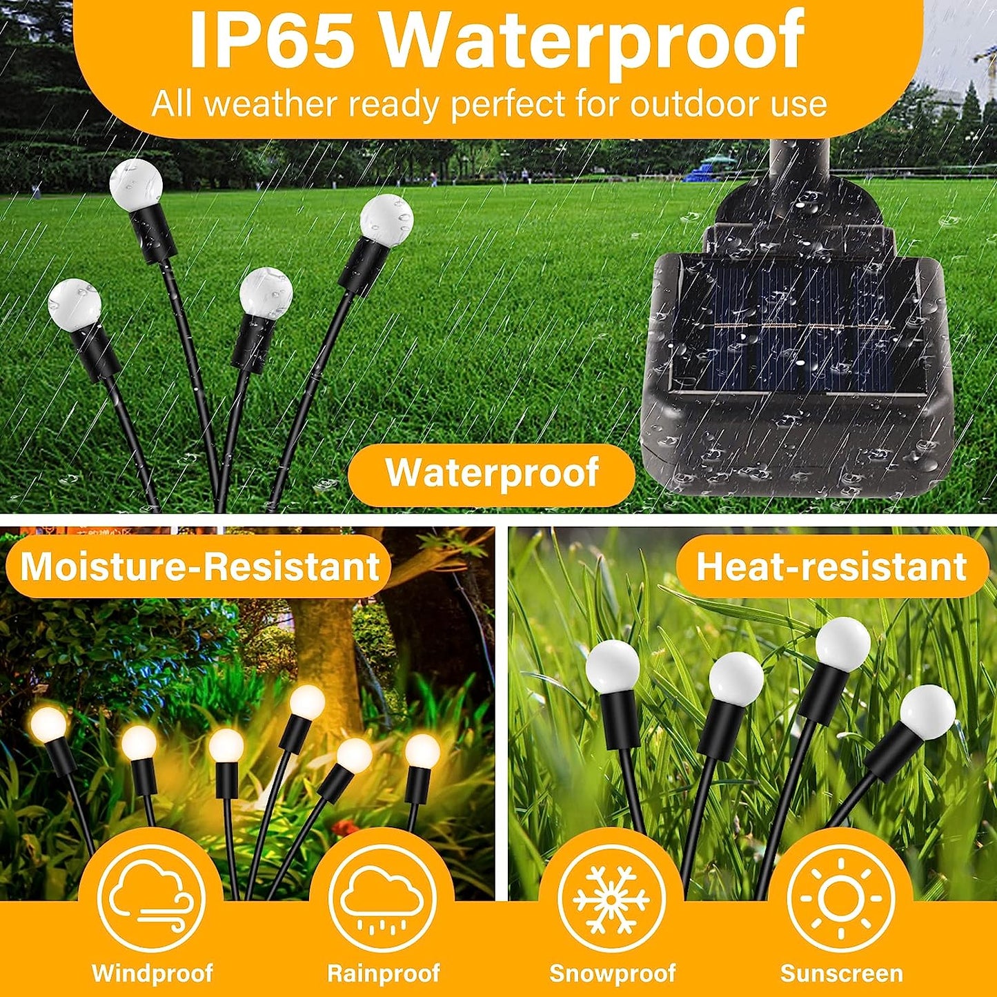 4 Pack Solar Garden Lights, New Upgraded 8 LED Firefly Waterproof Solar Powered High Flexibility Swaying Outdoor Lights