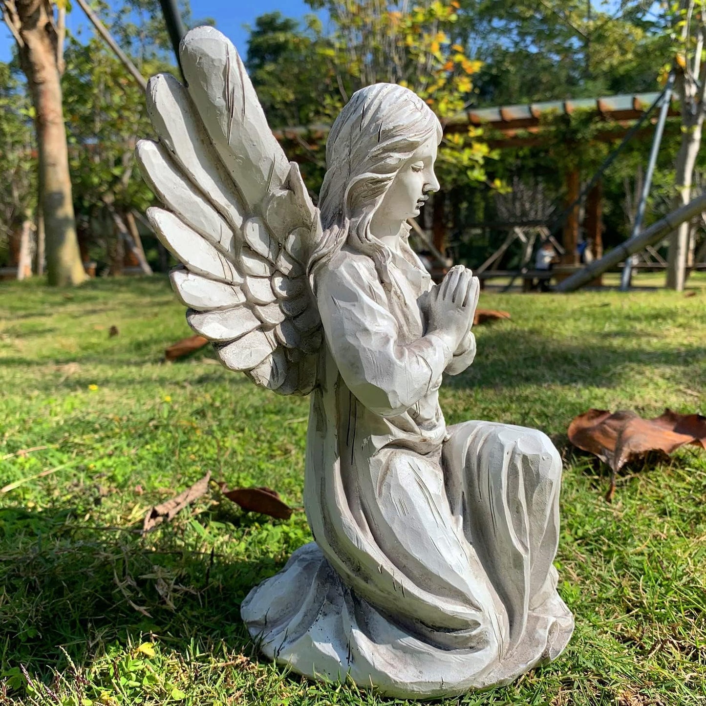 Praying Angel Garden Statue, Religious Fairy Sculpture Waterproof Decorative Figurine Art Decor