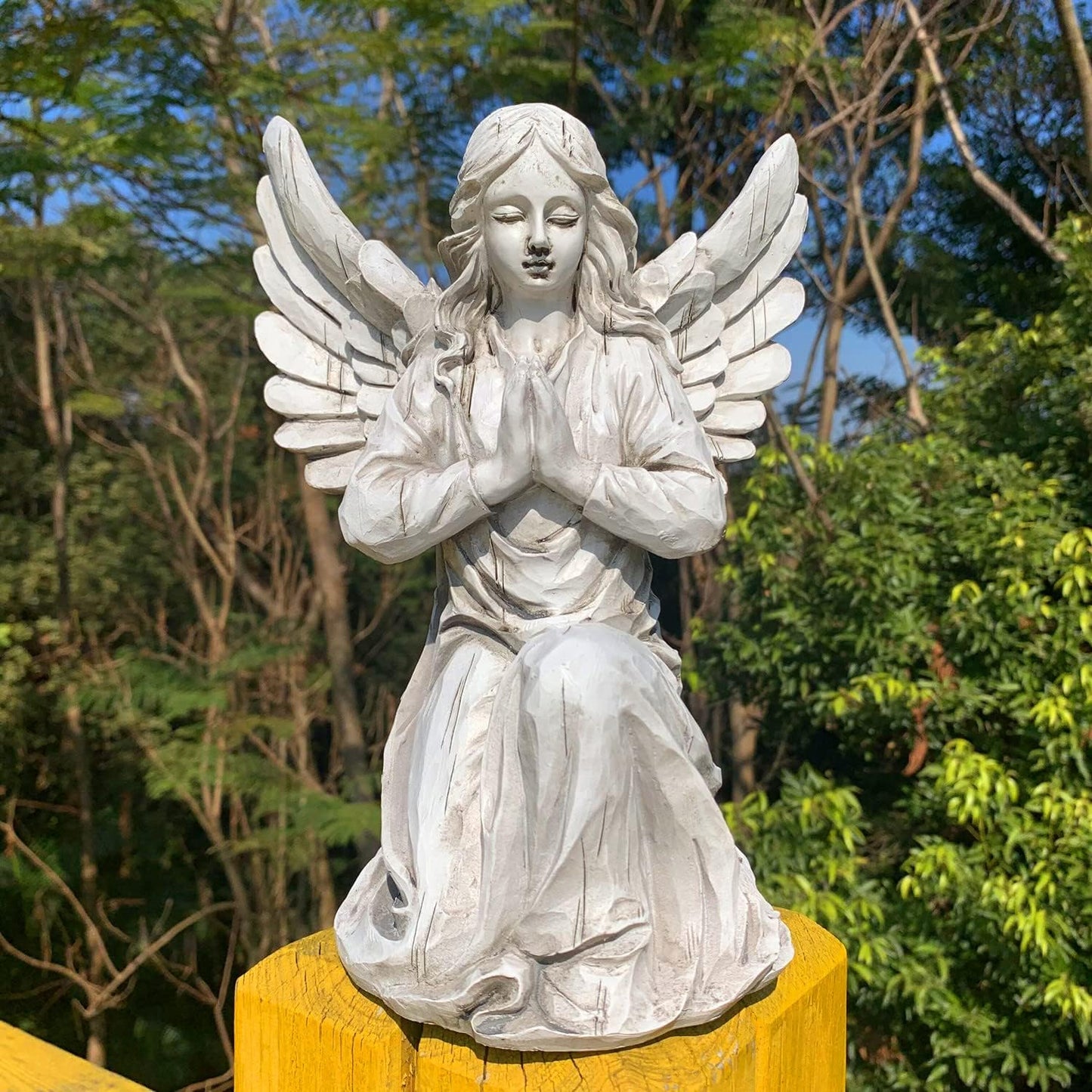 Praying Angel Garden Statue, Religious Fairy Sculpture Waterproof Decorative Figurine Art Decor