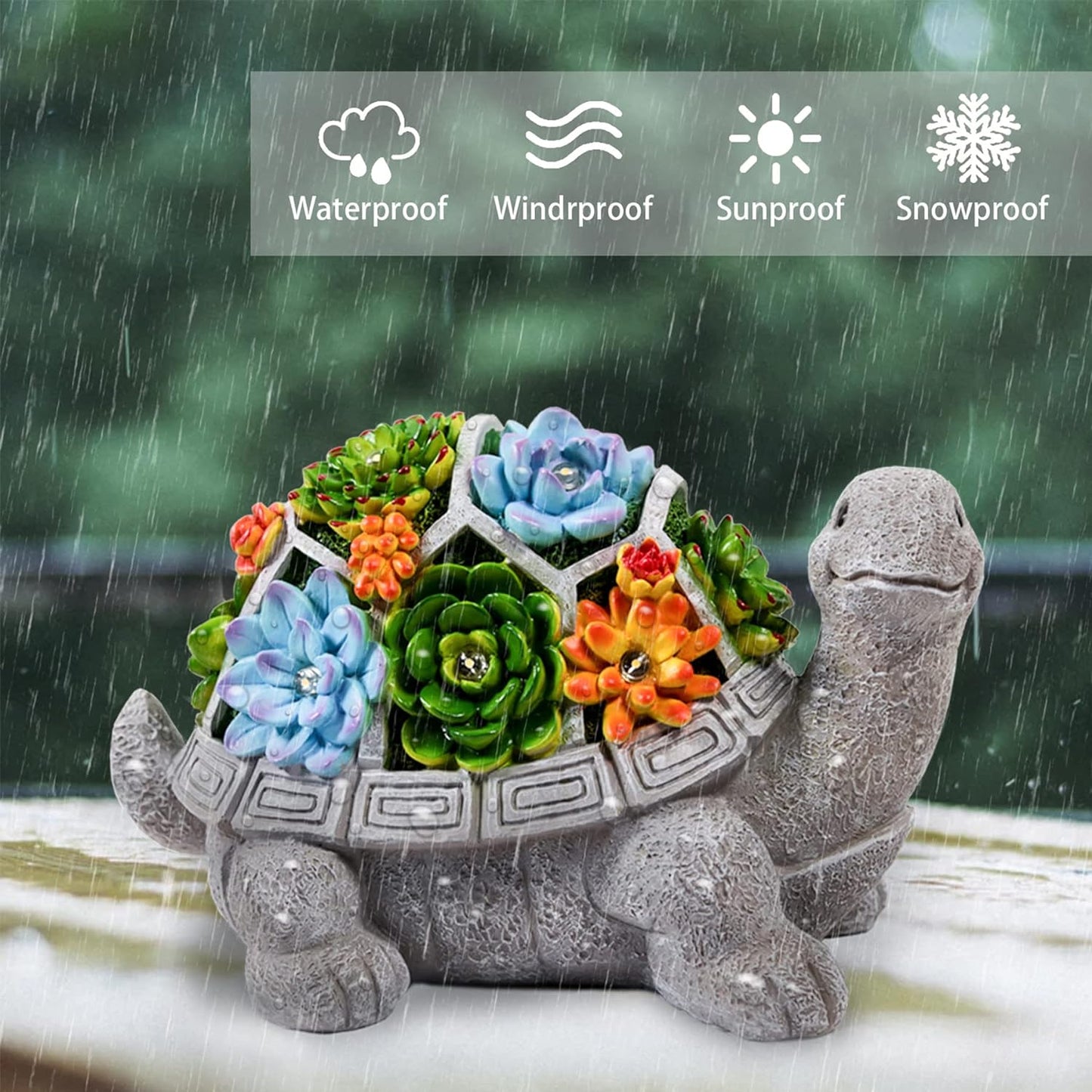 Turtle Garden Decor Clearance Solar Statue with 7 LED Lights Outdoor Ornament for Outside