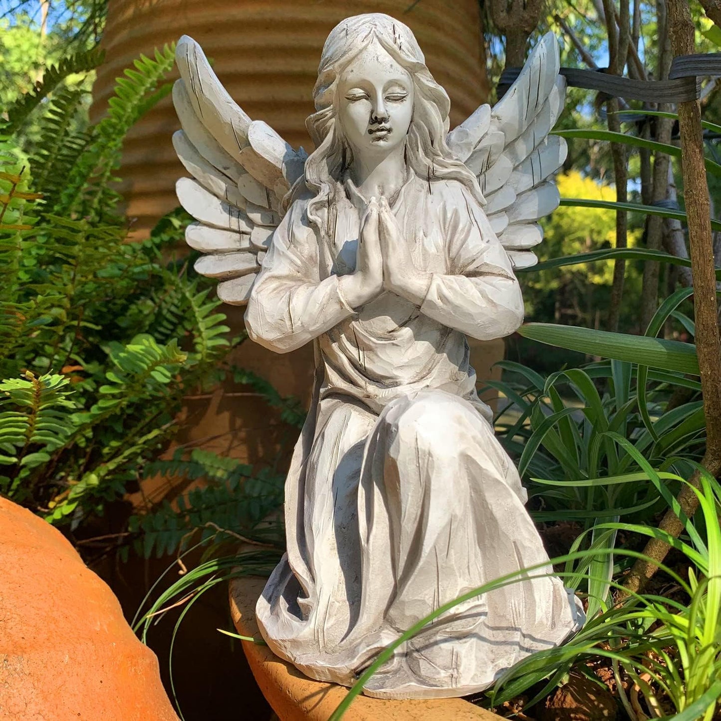 Praying Angel Garden Statue, Religious Fairy Sculpture Waterproof Decorative Figurine Art Decor