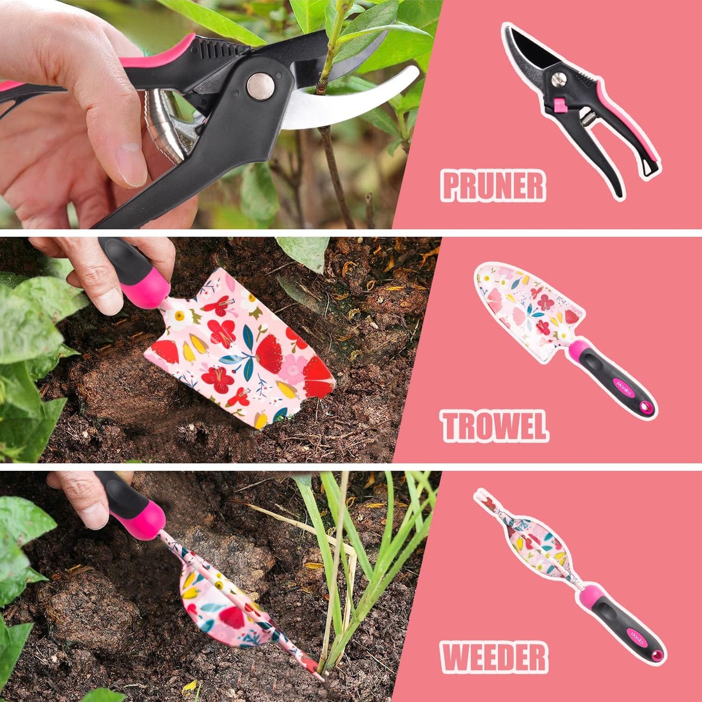 Gardening Kit 20 Piece Set Transplanter Fork Cultivator Trowel Pruner Weeding Fork