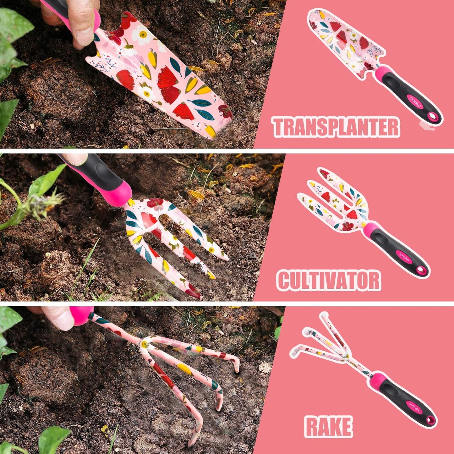 Gardening Kit 20 Piece Set Transplanter Fork Cultivator Trowel Pruner Weeding Fork