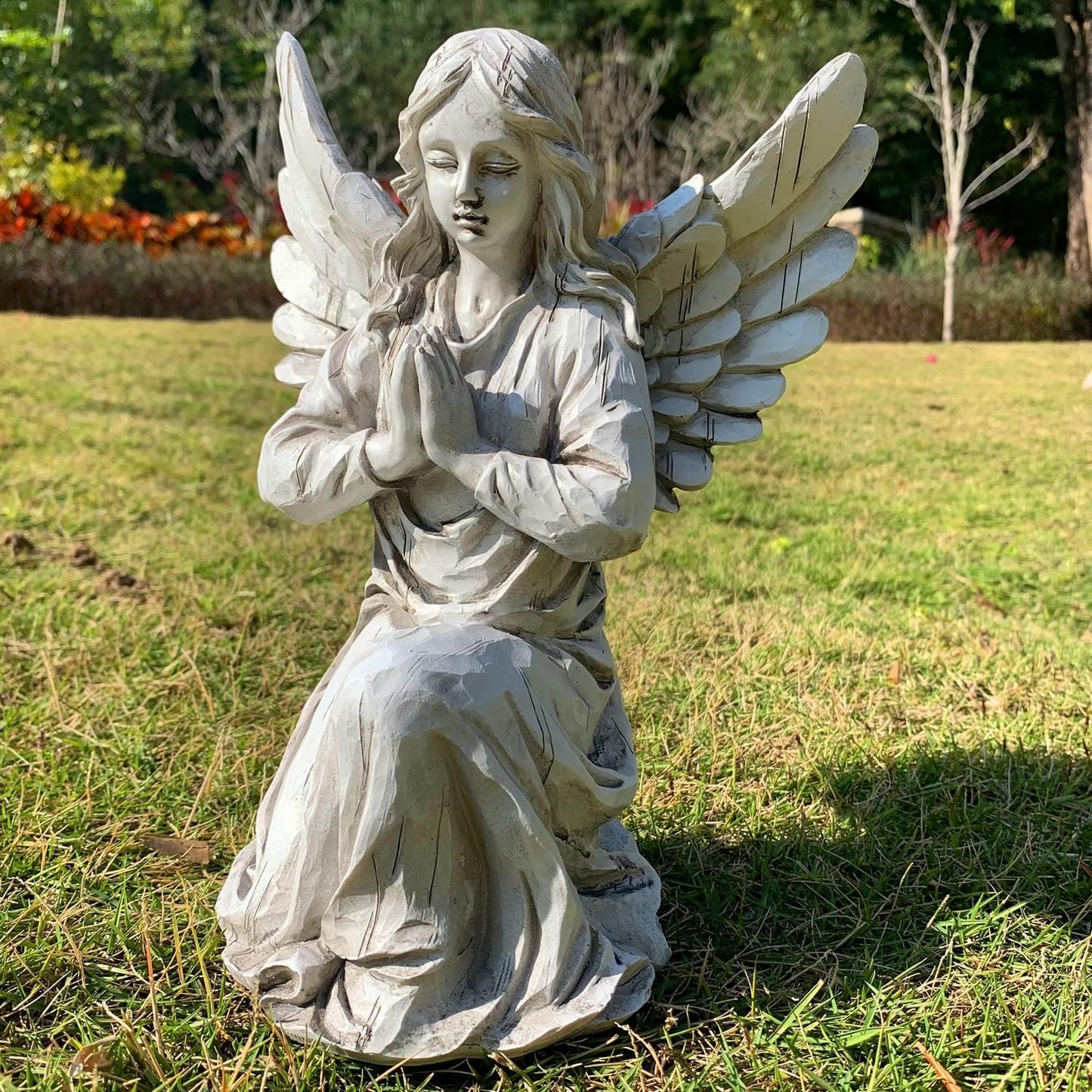 Praying Angel Garden Statue, Religious Fairy Sculpture Waterproof Decorative Figurine Art Decor