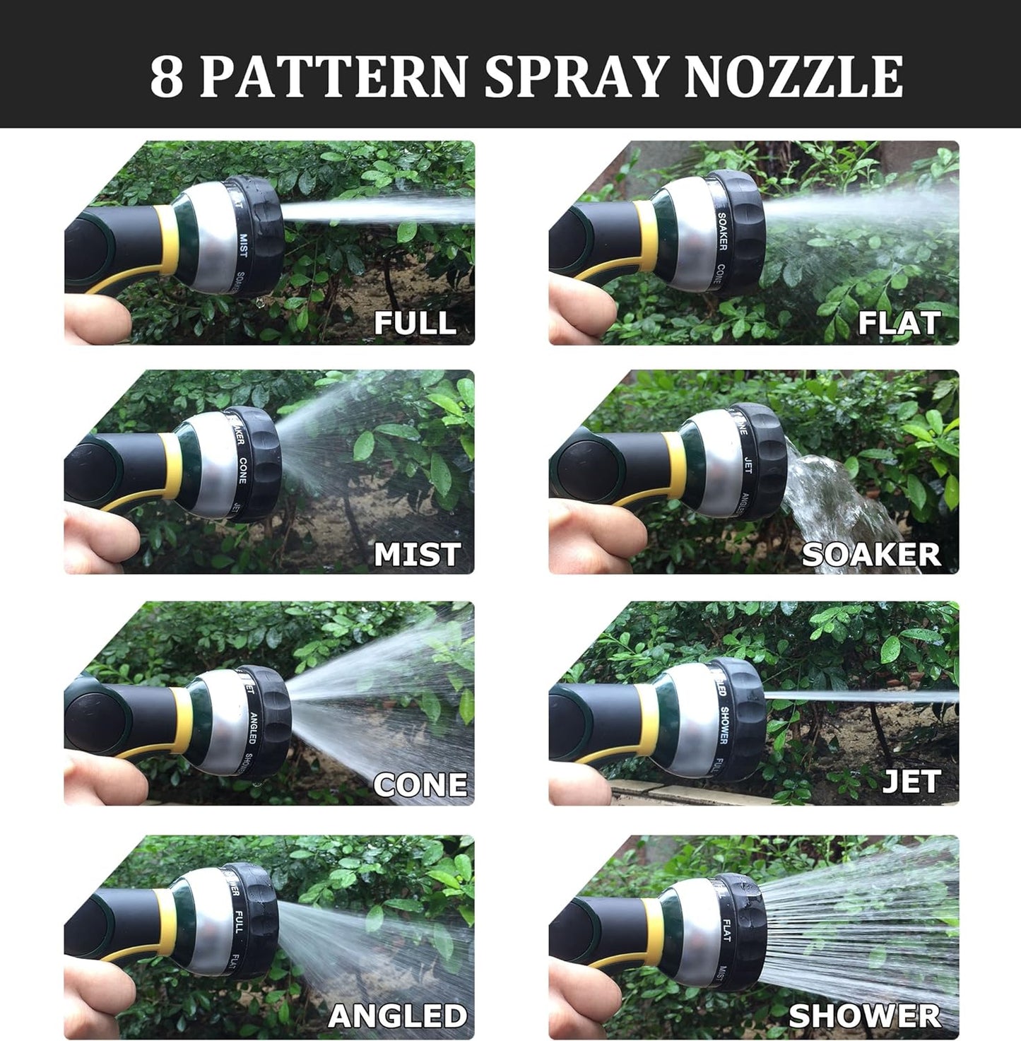 Expandable Garden Hose Pipe - Multi Core Latex and Solid Metal Fittings 8 Pattern Spray Nozzle AU Standard Expanding Kink Free Easy Storage Flexible Water Hose (25FT/7m)