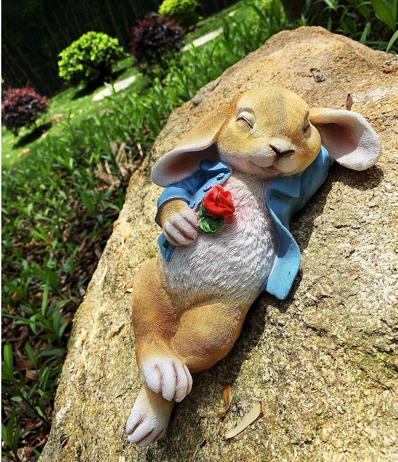 Garden Statues Easter Rabbit, Fantasy Bunny Outdoor Art Décor Animal Figurines Ornament