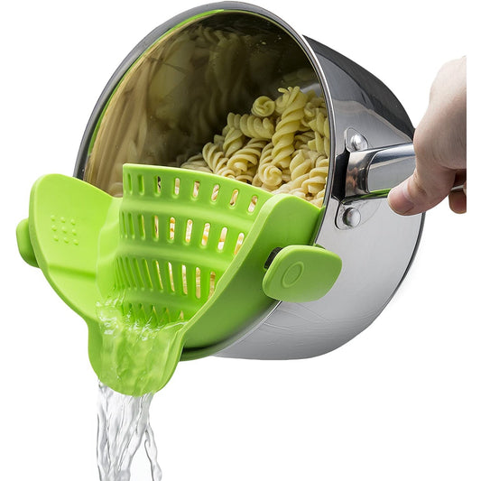 Kitchen Gizmo Snap 'N Strain Strainer, Clip On Silicone Colander, Fits All Pots and Bowls - Lime Green