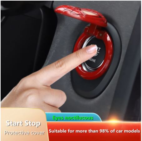 Spiderman Car Start Stop Button Protection Cover Carbon Fiber