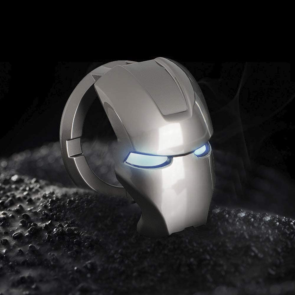 Car Start Button Cover,3D Iron Man Car Accessory Car Anti Scratch Protective Cove (Pearl Silver)