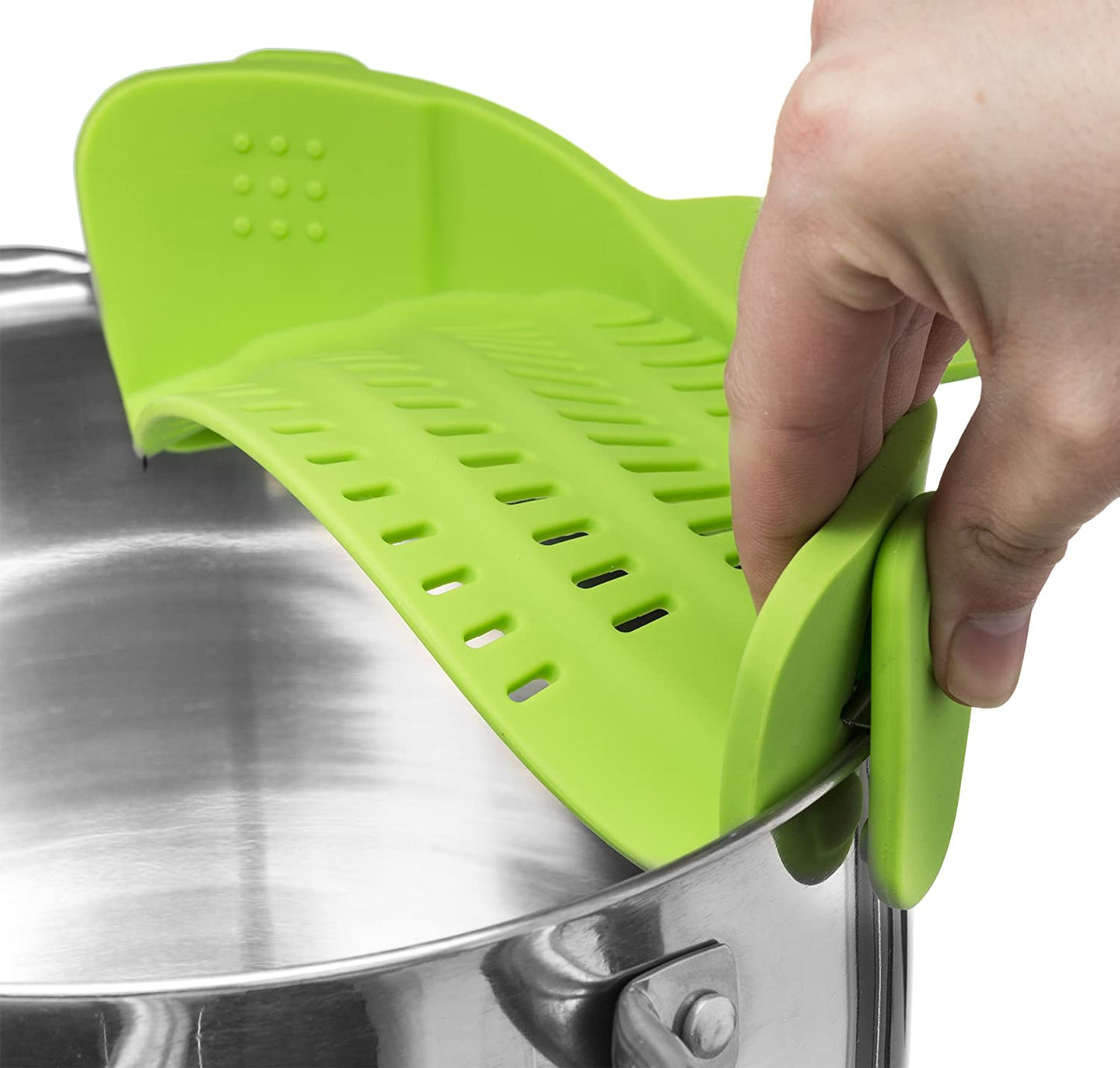 Kitchen Gizmo Snap 'N Strain Strainer, Clip On Silicone Colander, Fits All Pots and Bowls - Lime Green