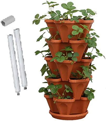 5 Tier Stackable Strawberry, Herb, Flower, and Vegetable Planter - Vertical Garden Indoor / Outdoor