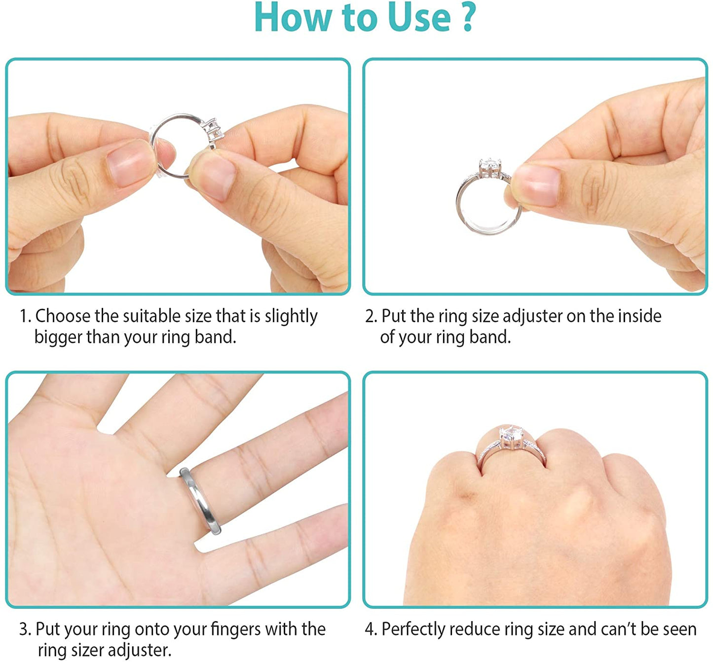 Invisible Ring Size Adjuster for Loose Rings Ring Adjuster Sizer Fit Any Rings Ring Guard Spacer (Clip-ON, 8 PCS)