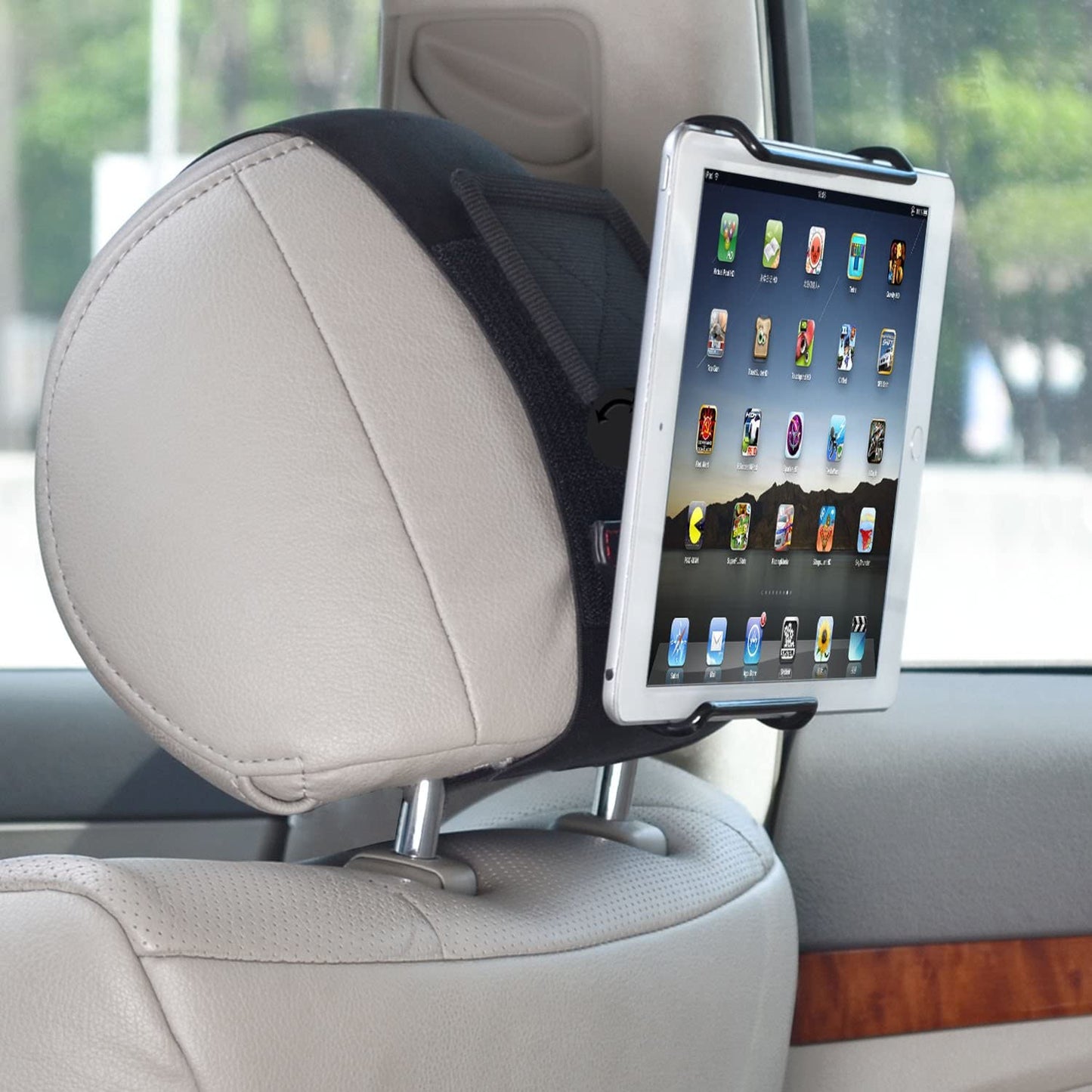 Universal Car Headrest Mount Holder with Angle- Adjustable Holding Clamp for 6-12.9 Inch Tablets