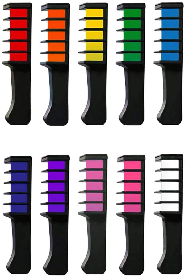 Flameer Temporary Hair Chalk Comb Non-toxic Washable Hair Dye for Kids Party and Cosplay 10Pcs