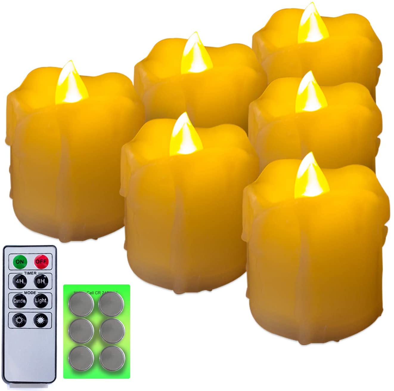 Homemory Rechargeable Flameless Candles with Remote, Battery, Timer, 6 PCS Electric Fake Candle in Warm White (USB Cable Included)