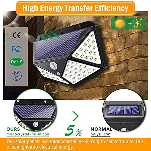 100 LED Solar Light Outdoor PIR Motion Sensor 3 Modes  Wall Lamp Four-Sided Waterproof, Garden Yard, Patio Yard