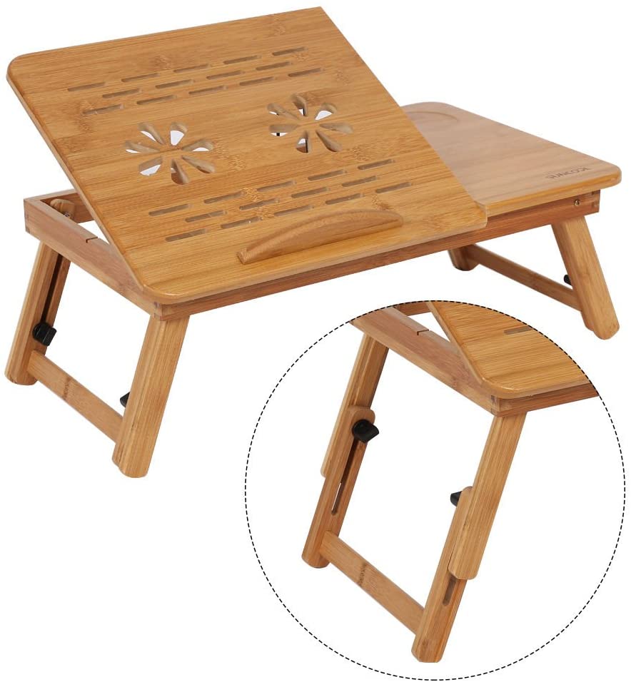 Bamboo Foldable Laptop Bed Cooling Holder Desk Multi Function Table Stand