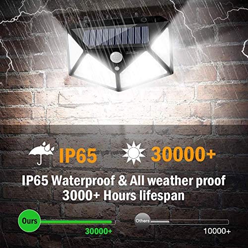 100 LED Solar Light Outdoor PIR Motion Sensor 3 Modes  Wall Lamp Four-Sided Waterproof, Garden Yard, Patio Yard