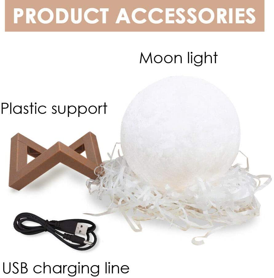 3D Magical Moon Lamp USB LED Night Light Moonlight Touch Sensor 20cm Diameter