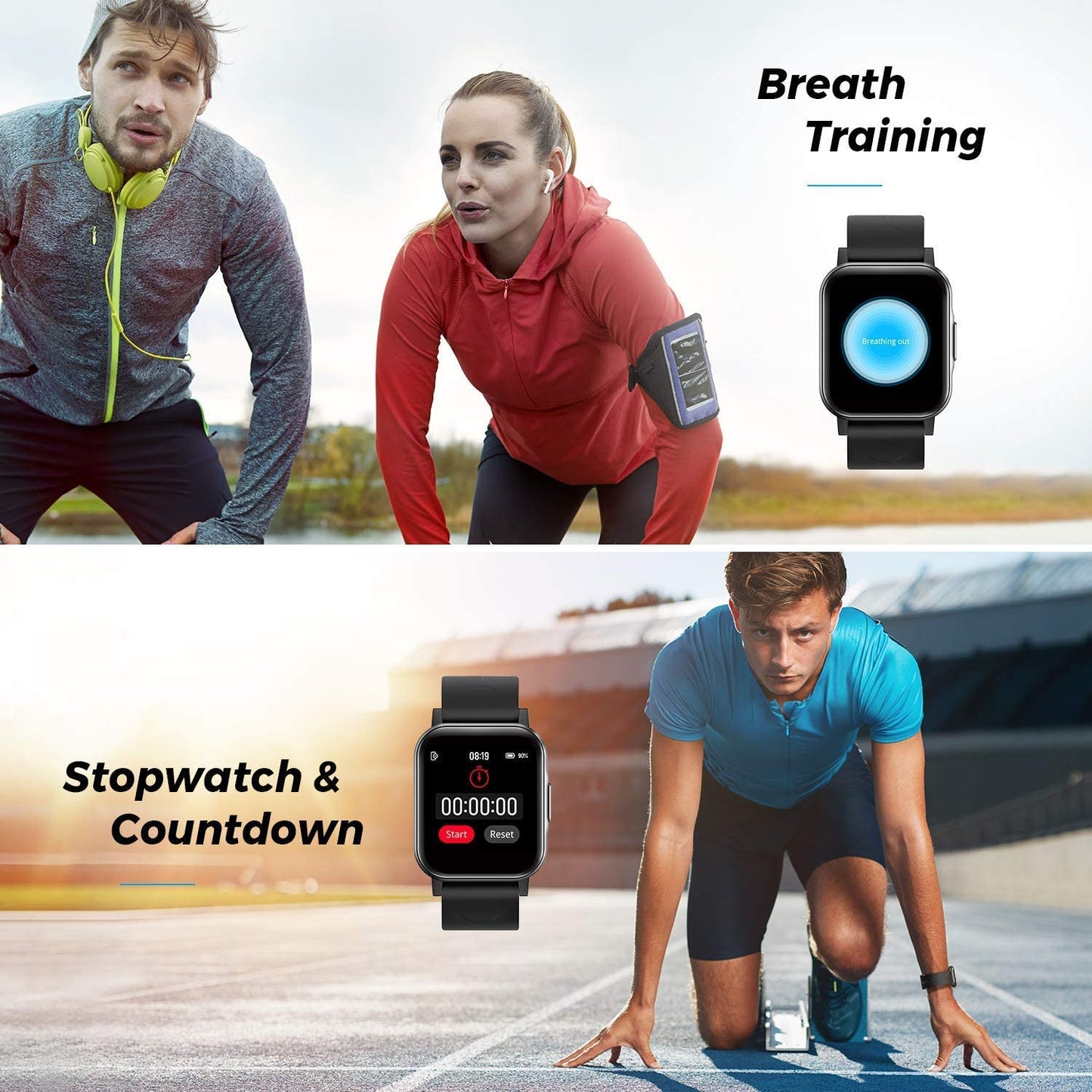 SoundPEATS Smart Watch Fitness Tracker with All Day Heart Rate Monitor, Sleep Tracker, IP68 Waterproof 1.4", Large Touch Screen Call & Message Reminder 12 Sports Modes for ios & Android