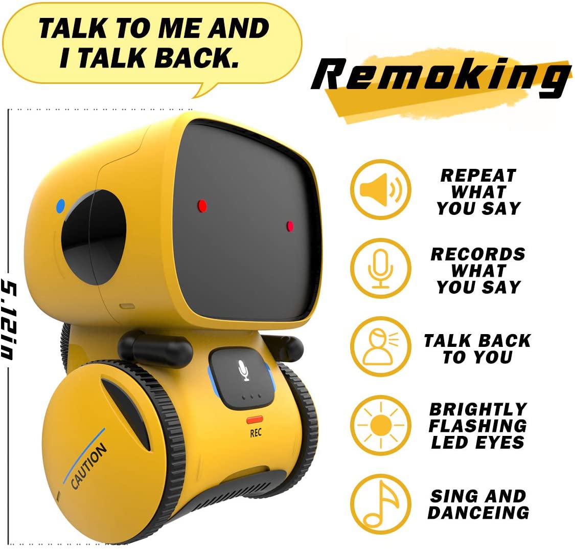 REMOKING Robot Toy for Kids,STEM Educational Robotics,Dance,Sing,Speak,Walk in Circle,Touch Sense,Voice Control, Your Children Fun Partners(Yellow)