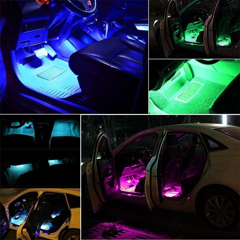 Car LED Strip Light, Uniwit 4 Pcs Multicolor USB Lights for Car, TV, Home with Sound Active Function, Wireless Remote Control