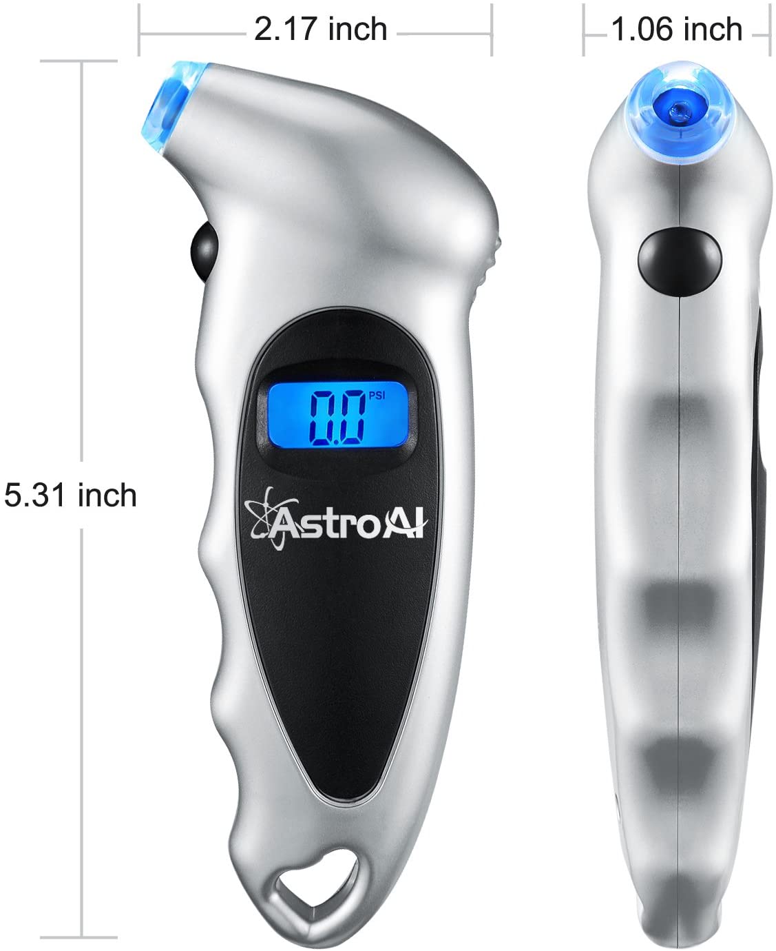 AstroAI Digital Tire Pressure Gauge 150 PSI 4 Settings for Car Truck Bicycle with Backlit LCD and Non-Slip Grip, Silver (1 Pack)