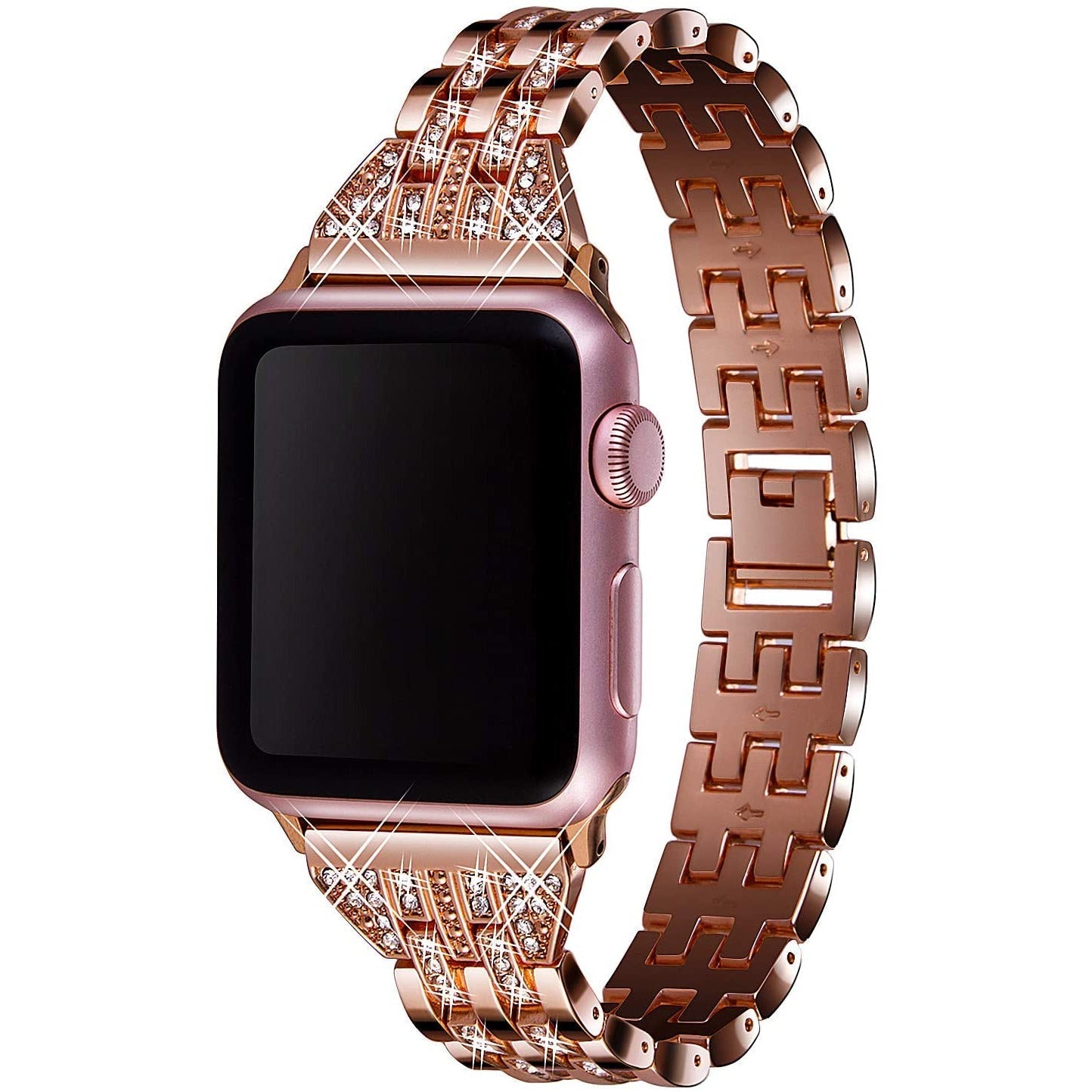 VIQIV Bling Bands for Compatible Apple Watch Band 38mm 40mm 42mm 44mm iWatch Series  Womens Elegant Slim Crystal Diamond Jewelry Metal Wristband Strap