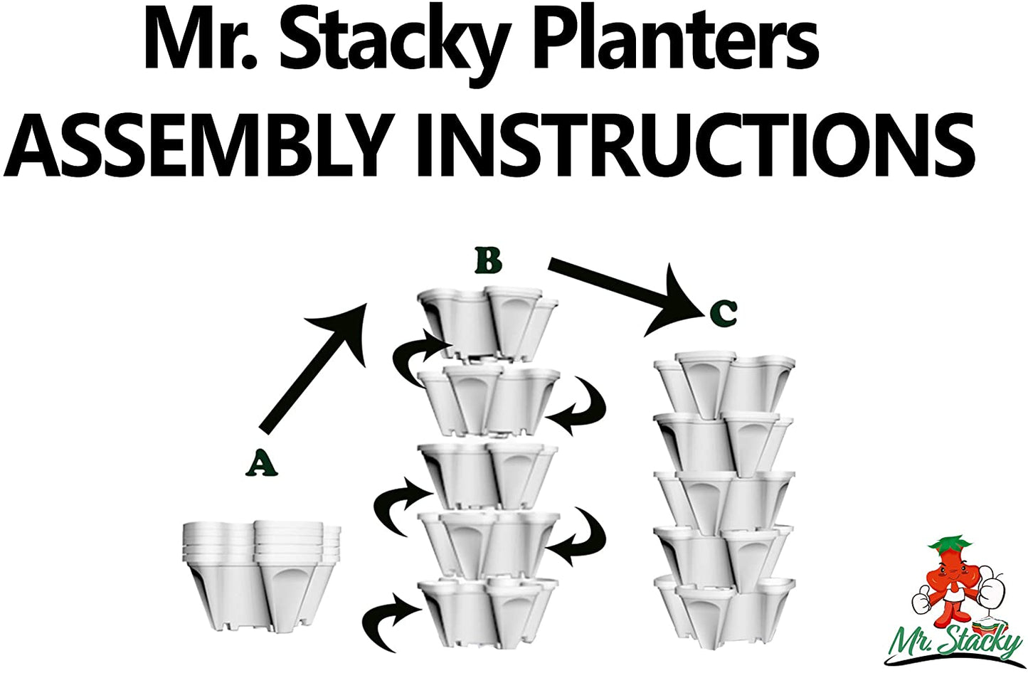 5 Tier Stackable Strawberry, Herb, Flower, and Vegetable Planter - Vertical Garden Indoor / Outdoor