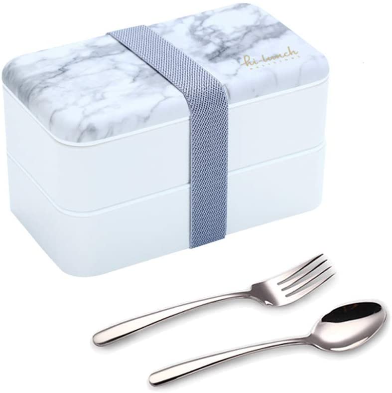 Original Bento Box Lunch Boxes Container Bundle Divider Japanese Style with Stainless Steel Utensils Spoon and Fork