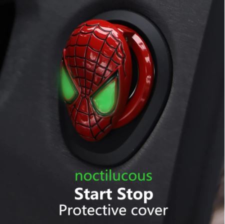 Spiderman Car Start Stop Button Protection Cover Carbon Fiber